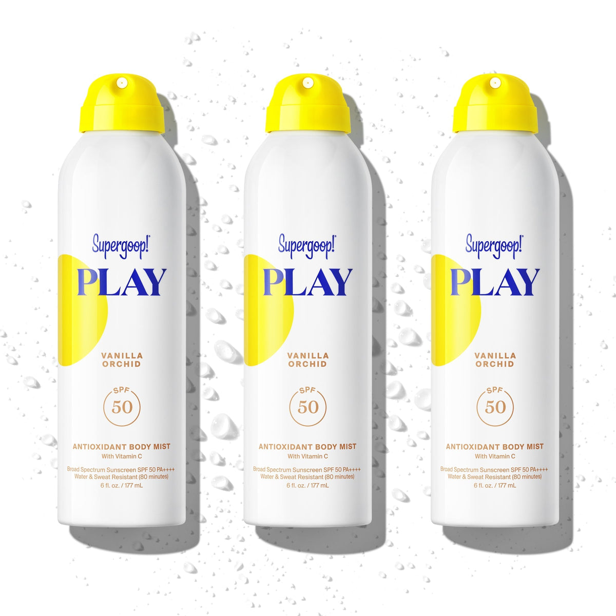 PLAY Antioxidant Body Mist SPF 50 with Vitamin C - Vanilla Orchid 3-pack